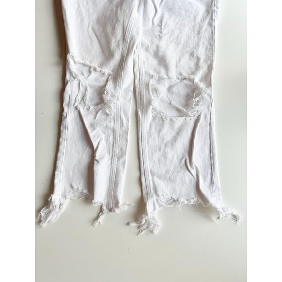 WE THE FREE PEOPLE Maggie White Mid Rise Destroyed Straight Leg Jeans, Size 29 - Picture 8 of 14